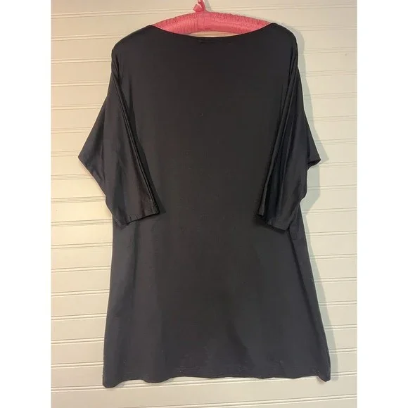 A'nue Ligne Black Boatneck Tunic Dress - Small 3/4 Sleeves Tactel/Lycra blend - Picture 6 of 9